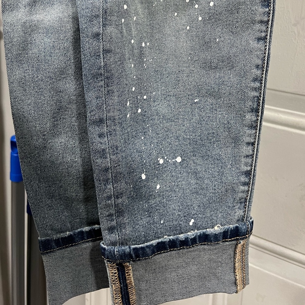 Brand New Distressed Denim Jeans Paint Splatter Relaxed Fit Boyfriend - Picture 15 of 15